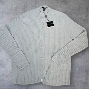 NWT Burberry London Cardigan Sweater Ribbed Knit Virgin Wool Italy Medium F65